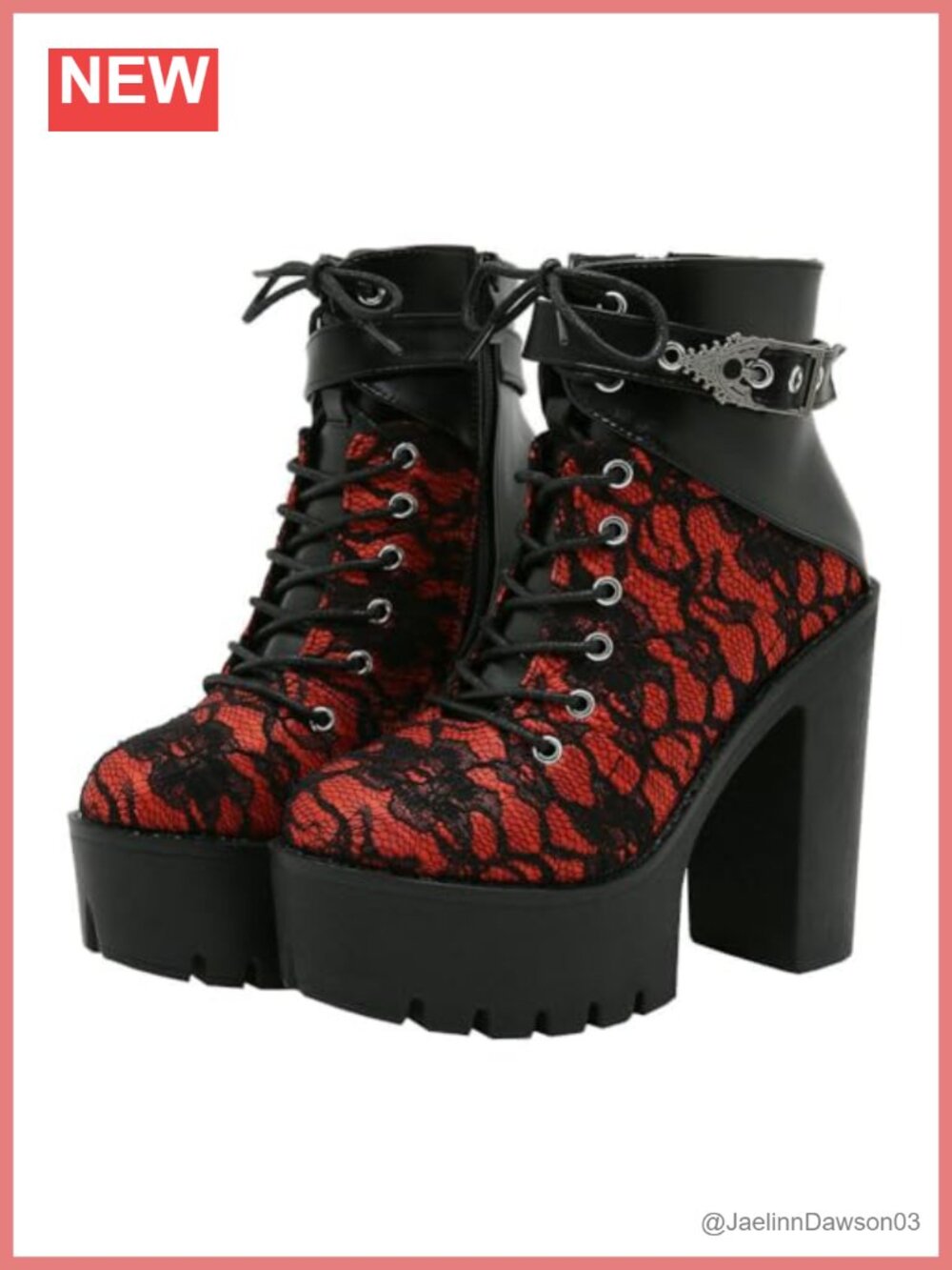 Women's Lace Platform Goth Ankle Boots Chunky High Heels Victorian Combat Boots